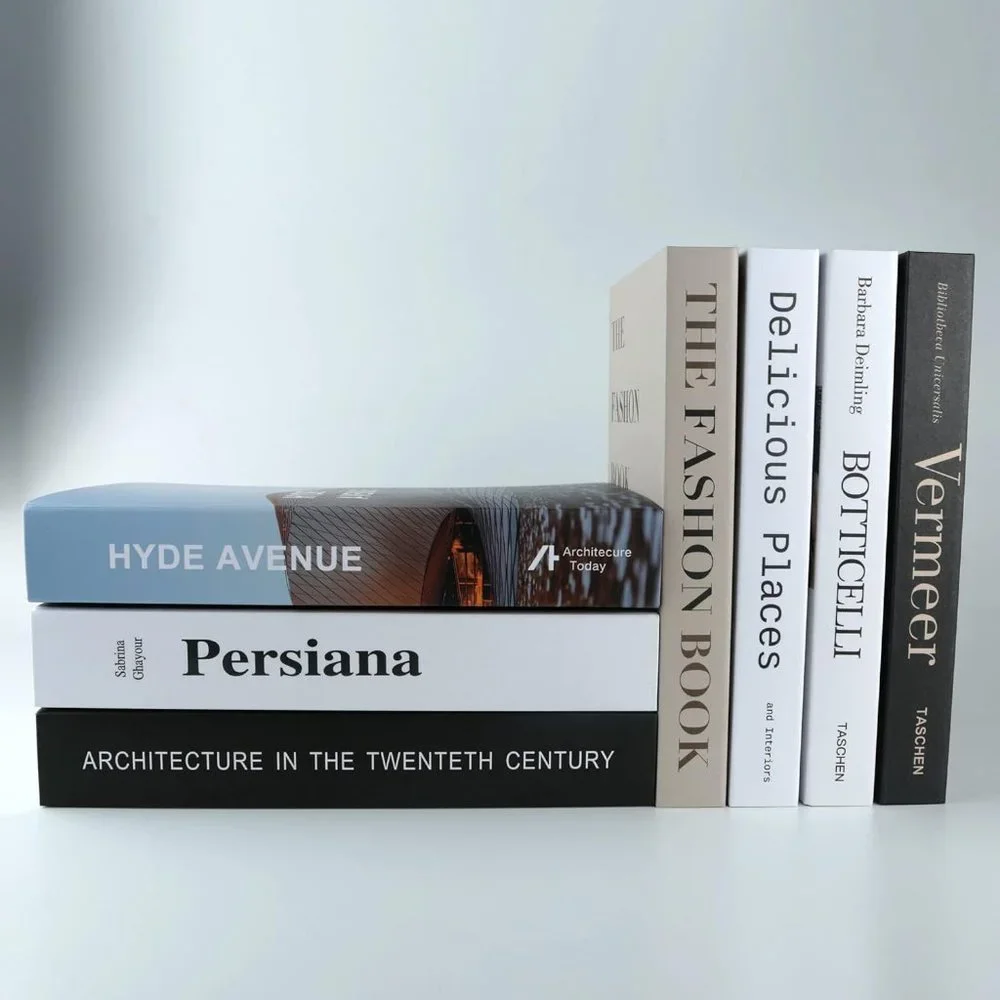 7 Pcs Black and white shelf Accents Library Books for Home décor